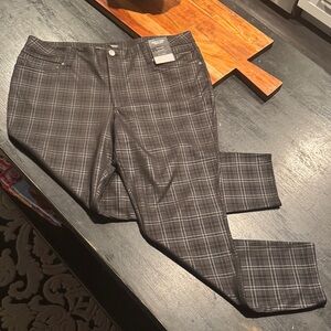 Simply Vera The Polish Twill Pant- Black & Grey Plaid, High-rise, Stretch XXL